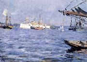 Anders Zorn The Battleship Baltimore in Stockholm Harbor oil on canvas